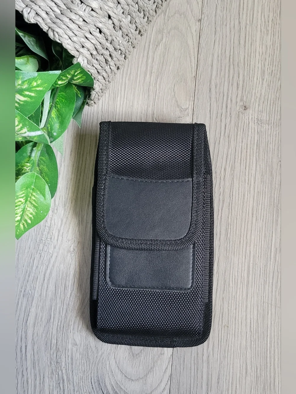 Black Clip-on Cellphone Carrier Holster with Belt Clip and Velcro Closure, 7